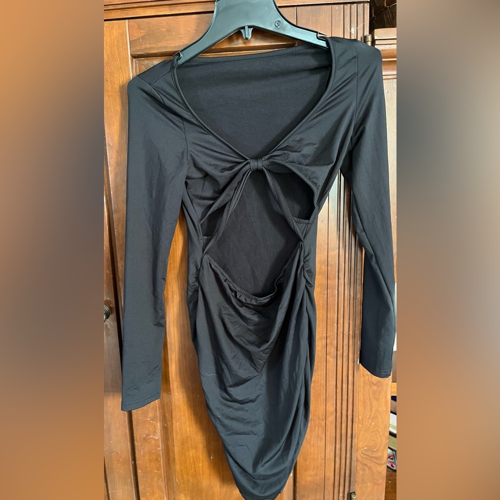 Black tight mini dress